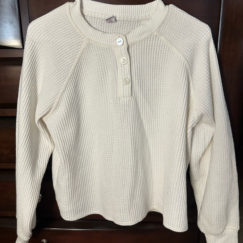 Old Navy Cream Textured Button-Down Shirt